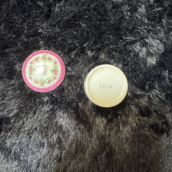 Vintage Ceramic Floral Trinket Box With Pink Rose Pattern & Gold Trim #2024 - Picture 4 of 5